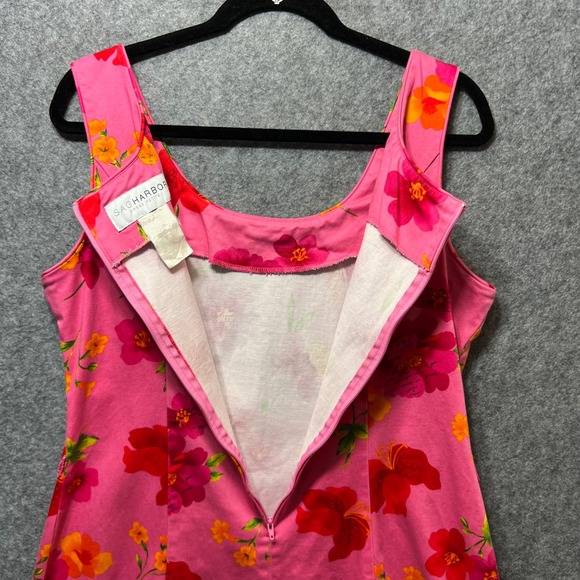 Vintage Y2K‎ Sag Harbor Pink Floral Sleeveless Dress Women's L Petite Fitted 90s - Picture 8 of 9